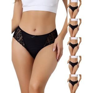INSPIRE CHIC -  Women's Lace Mid-Waisted Full Coverag Black